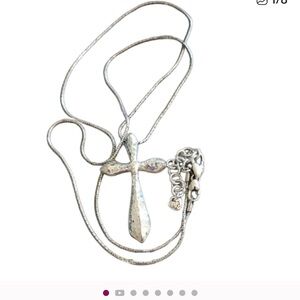 Mint! Brighton Silver Cross Pendant With Crystals Necklace